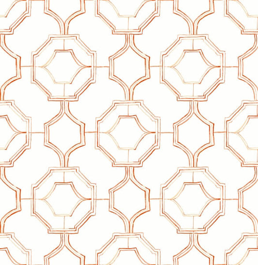 Gallina Orange Trellis Wallpaper