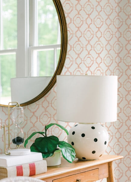 Gallina Orange Trellis Wallpaper