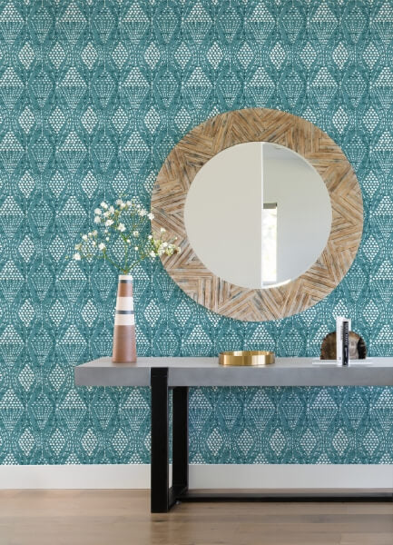 Grady Teal Dotted Geometric Wallpaper