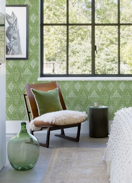 Grady Green Dotted Geometric Wallpaper