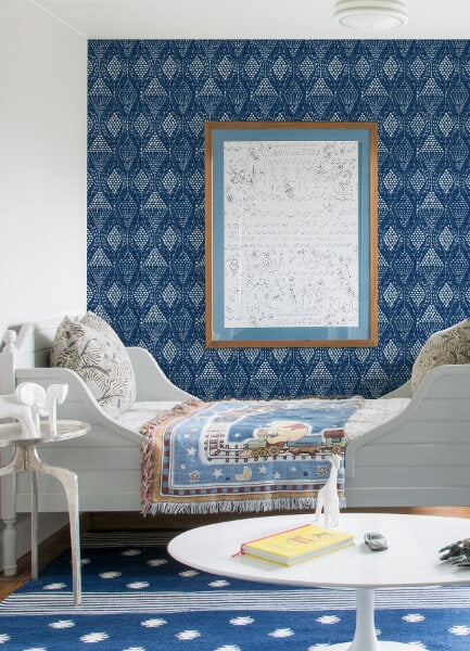 Grady Blue Dotted Geometric Wallpaper