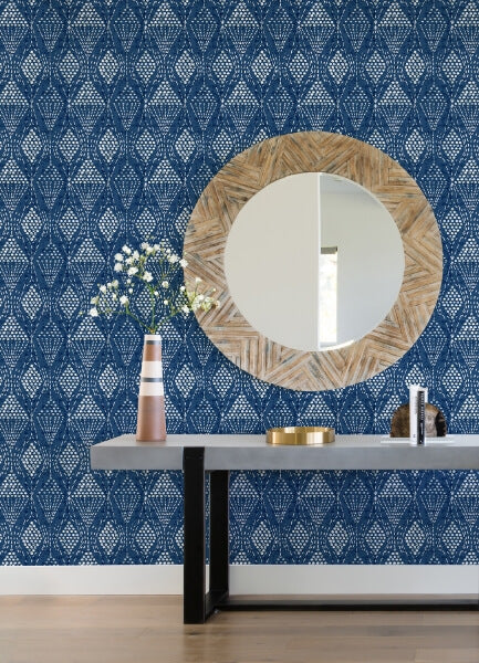 Grady Blue Dotted Geometric Wallpaper