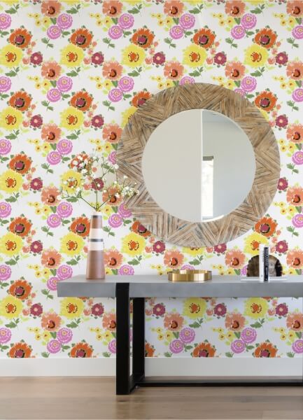 Essie Yellow Painterly Floral Wallpaper