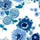 Essie Blue Painterly Floral Wallpaper