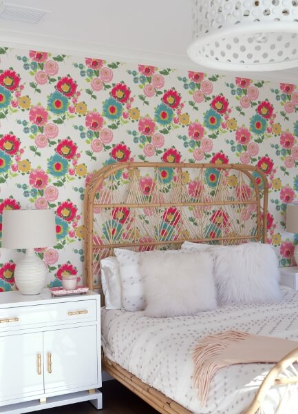 Essie Pink Painterly Floral Wallpaper