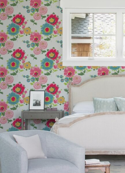 Essie Pink Painterly Floral Wallpaper