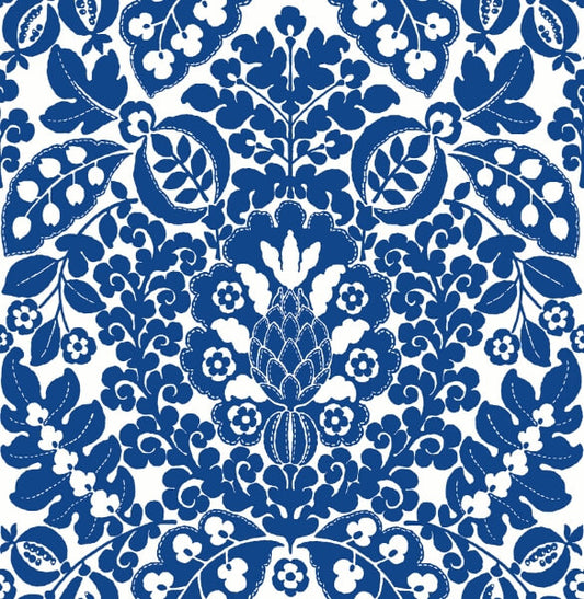 Marni Blue Fruit Damask Wallpaper