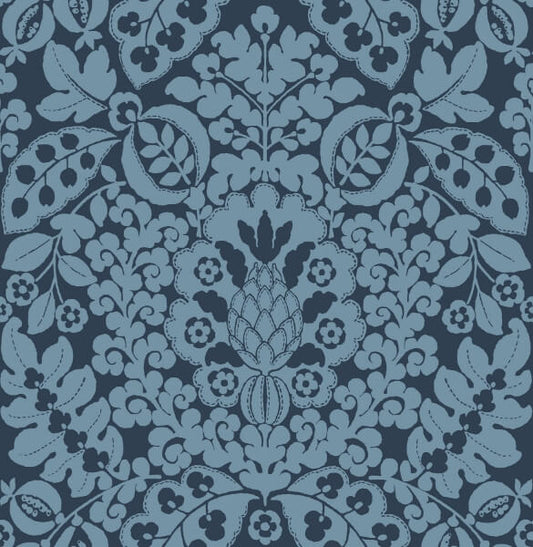 Marni Navy Fruit Damask Wallpaper