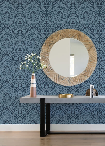 Marni Navy Fruit Damask Wallpaper