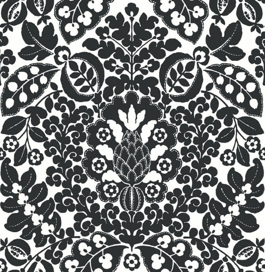 Marni Black Fruit Damask Wallpaper