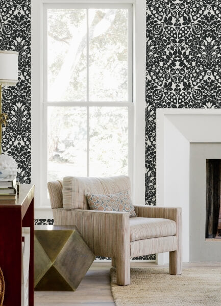 Marni Black Fruit Damask Wallpaper