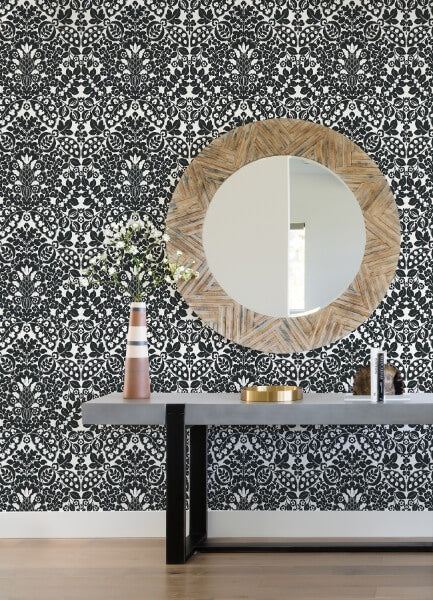 Marni Black Fruit Damask Wallpaper
