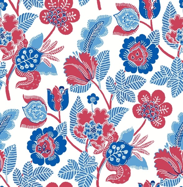 Jana Red Jacobean Wallpaper