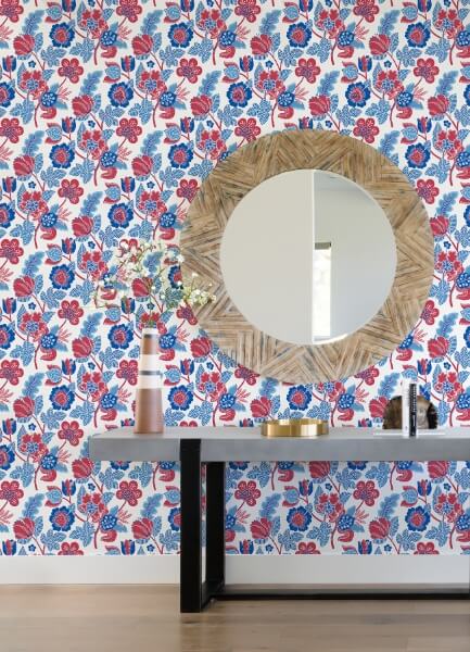 Jana Red Jacobean Wallpaper