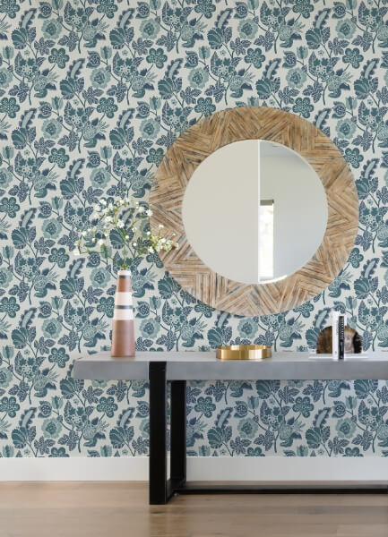 Jana Teal Jacobean Wallpaper