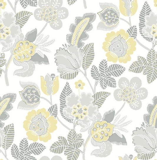 Jana Light Grey Jacobean Wallpaper