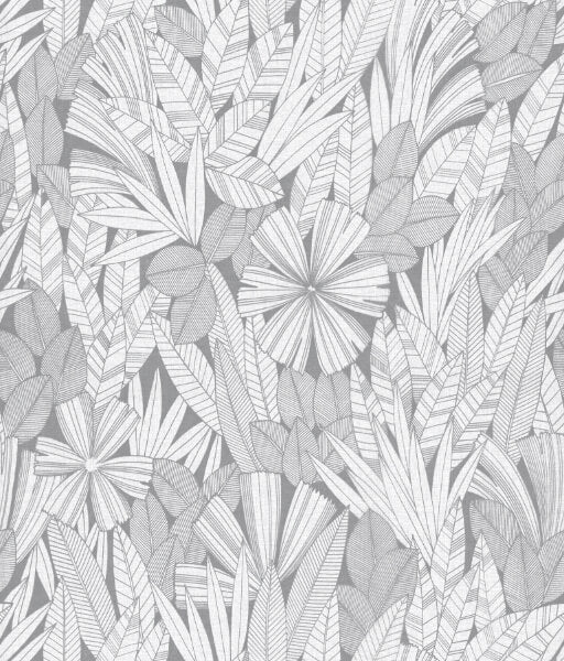 Bannon Grey Leaves Wallpaper