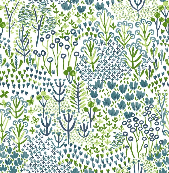 Chilton Teal Wildflowers Wallpaper