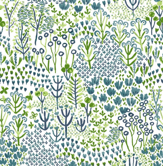 Chilton Teal Wildflowers Wallpaper