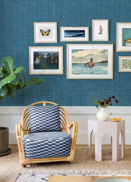Emerson Teal Faux Linen Wallpaper