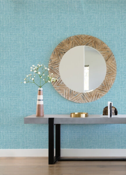 Emerson Light Blue Faux Linen Wallpaper