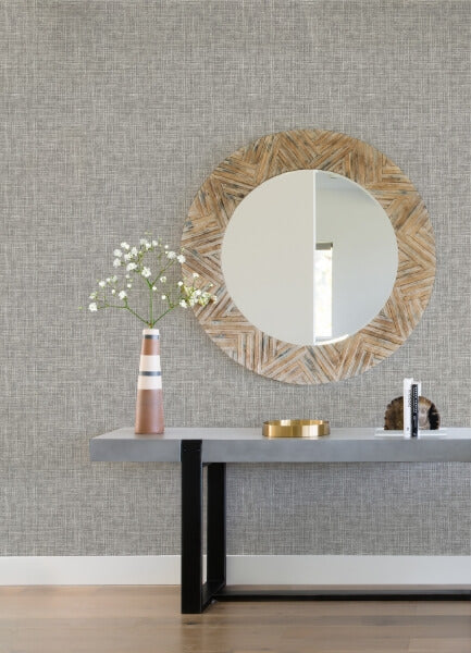 Emerson Grey Faux Linen Wallpaper