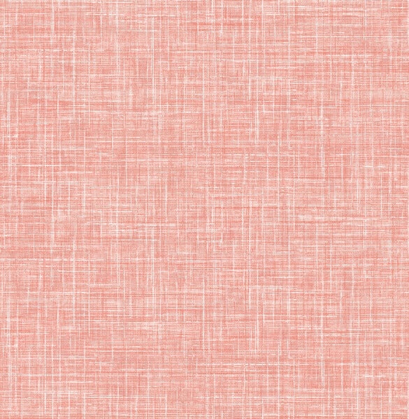 Emerson Coral Faux Linen Wallpaper