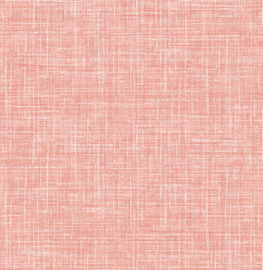 Emerson Coral Faux Linen Wallpaper