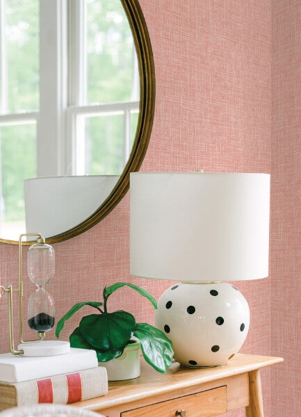 Emerson Coral Faux Linen Wallpaper