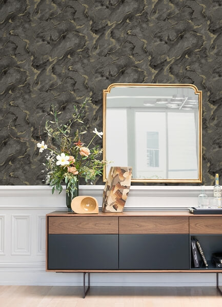 Silenus Charcoal Marbled Wallpaper