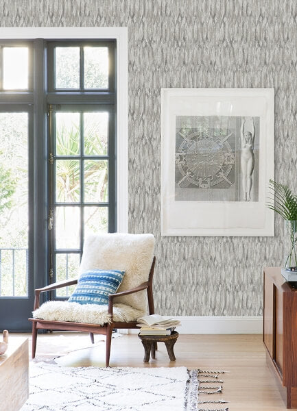 Kintana Silver Abstract Trellis Wallpaper