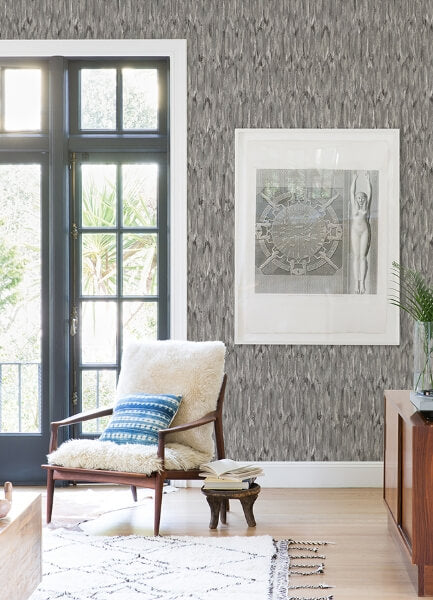 Kintana Pewter Abstract Trellis Wallpaper