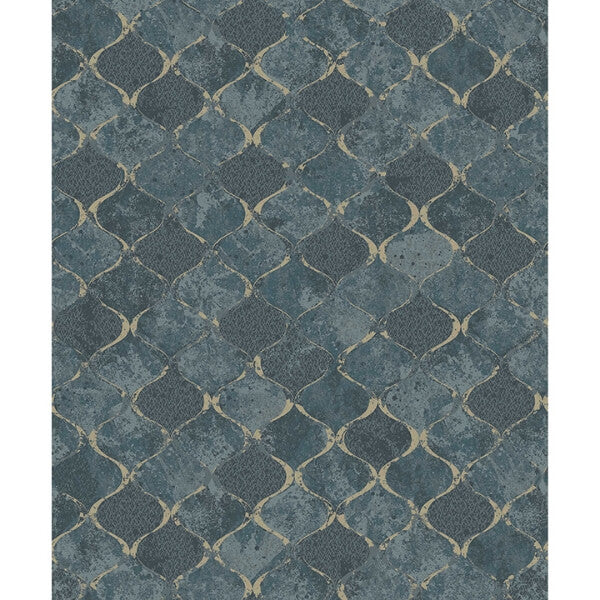 Pilak Blue Ogee Tile Wallpaper