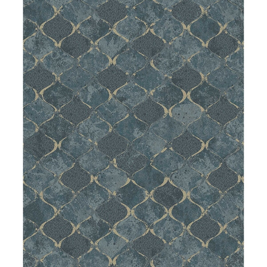 Pilak Blue Ogee Tile Wallpaper