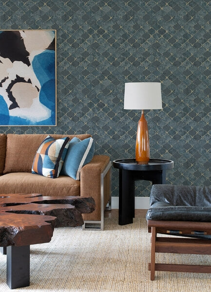 Pilak Blue Ogee Tile Wallpaper