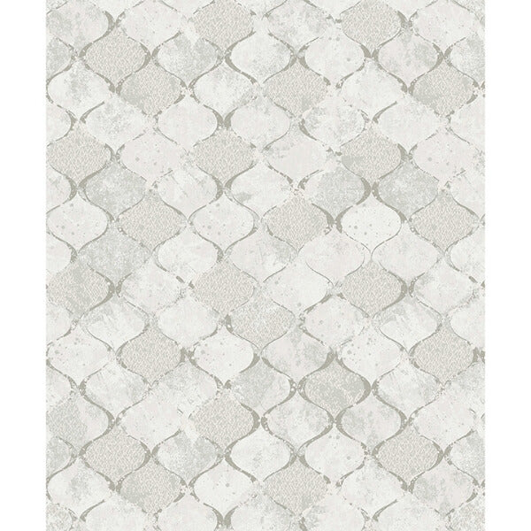 Pilak Silver Ogee Tile Wallpaper
