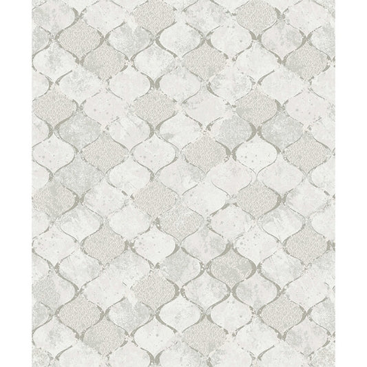 Pilak Silver Ogee Tile Wallpaper