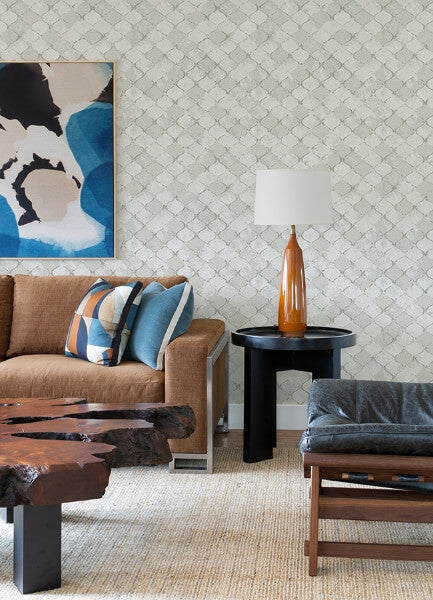 Pilak Silver Ogee Tile Wallpaper