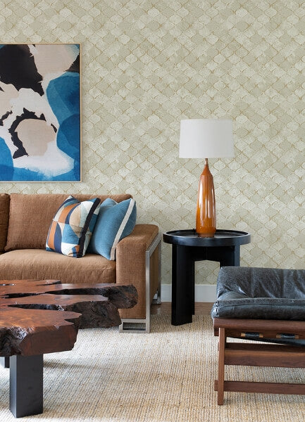 Pilak Gold Ogee Tile Wallpaper