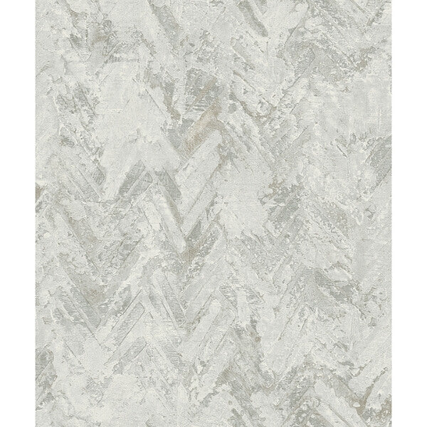 Amesemi Light Grey Distressed Herringbone Wallpaper