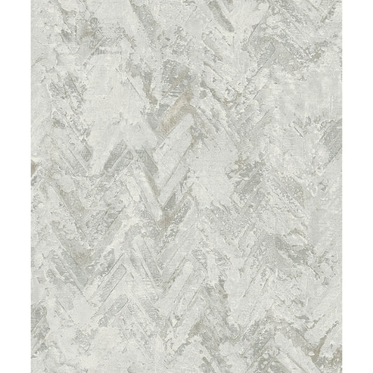 Amesemi Light Grey Distressed Herringbone Wallpaper