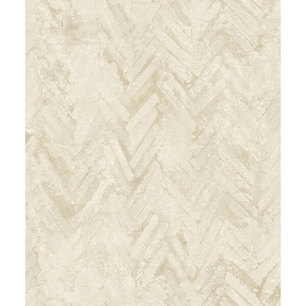 Amesemi Cream Distressed Herringbone Wallpaper