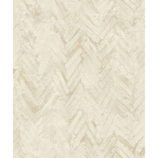 Amesemi Cream Distressed Herringbone Wallpaper