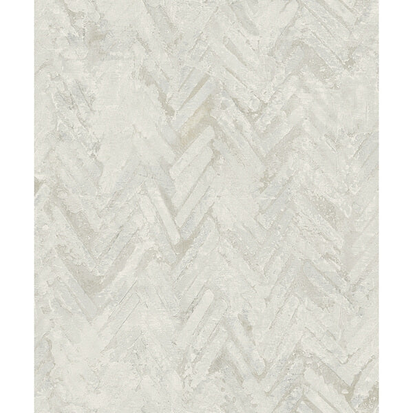 Amesemi Off White Distressed Herringbone Wallpaper