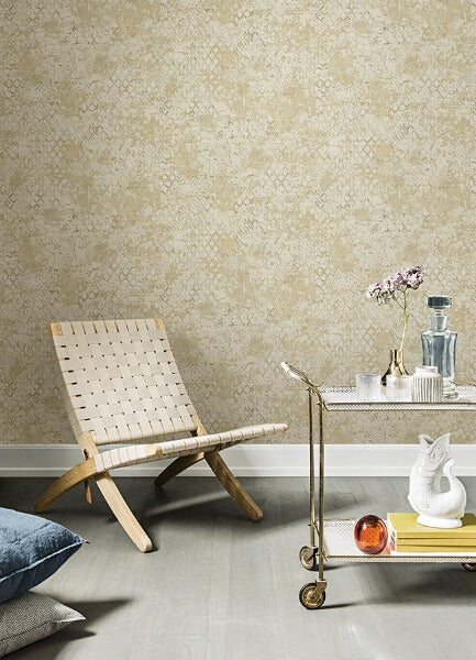 Zilarra Taupe Abstract Snakeskin Wallpaper