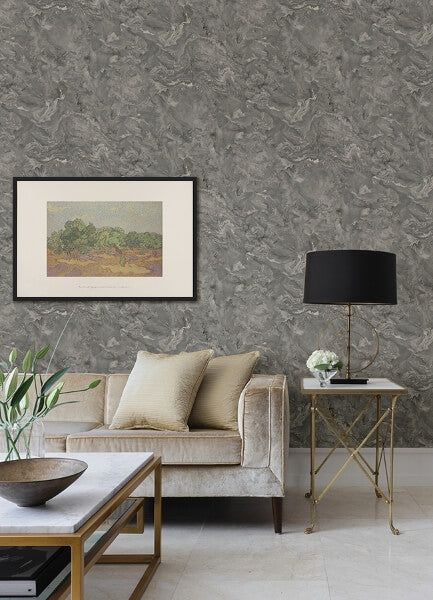 Meness Grey Metallic Marbling Wallpaper