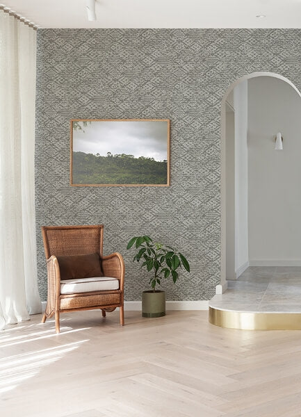 Helene Pewter Glitter Geometric Wallpaper