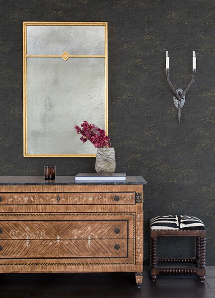 Elatha Charcoal Gilded Texture Wallpaper