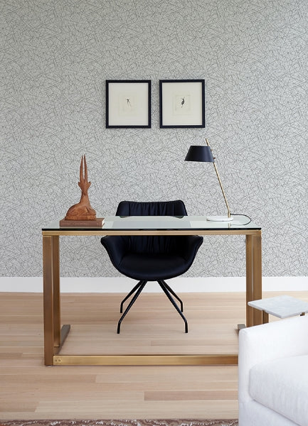 Bulan Silver Abstract Lines Wallpaper