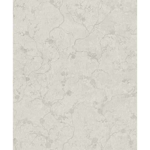 Mahina Silver Floral Vine Wallpaper